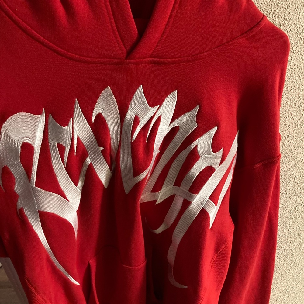 Red and White Revenge Hoodie White